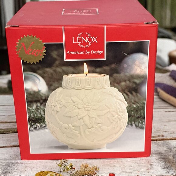 NEW Lenox Ornamental Glow Poinsettia Votive Candle Holder Christmas Gift 4” - Picture 3 of 10